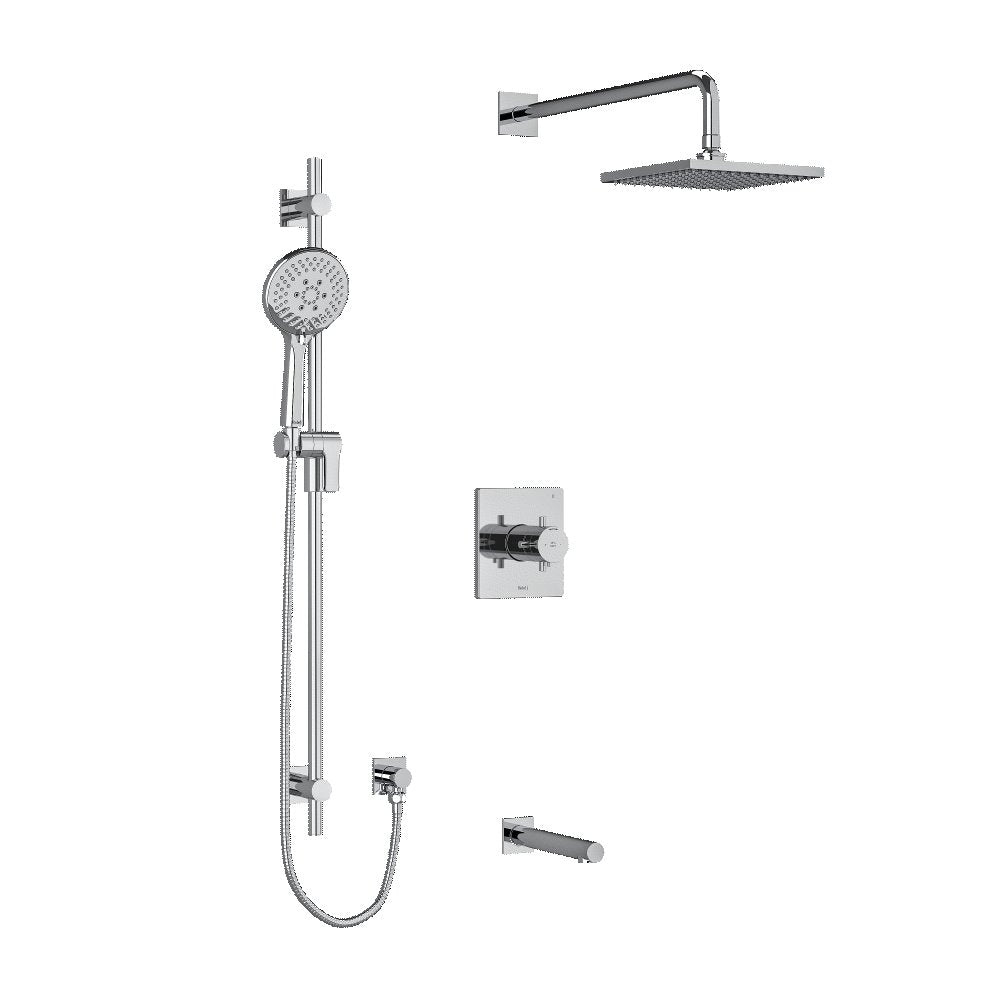 Riobel Pallace KIT1345PATQ Type TP thermostaticpressure balance 0.5 coaxial 3-way system with hand shower rail shower head and s - Cross handle