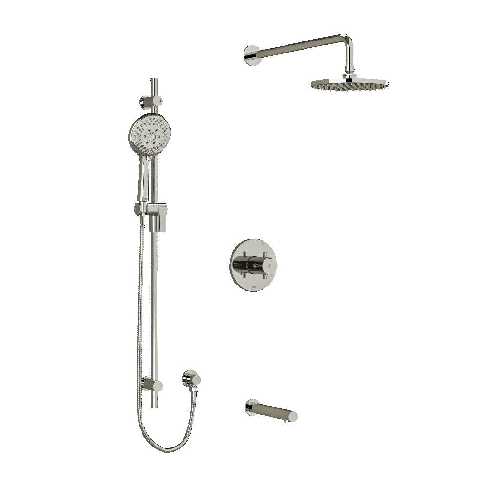 Riobel Pallace KIT1345PATM Type TP thermostaticpressure balance 0.5 coaxial 3-way system with hand shower rail shower head and s - Cross Handle