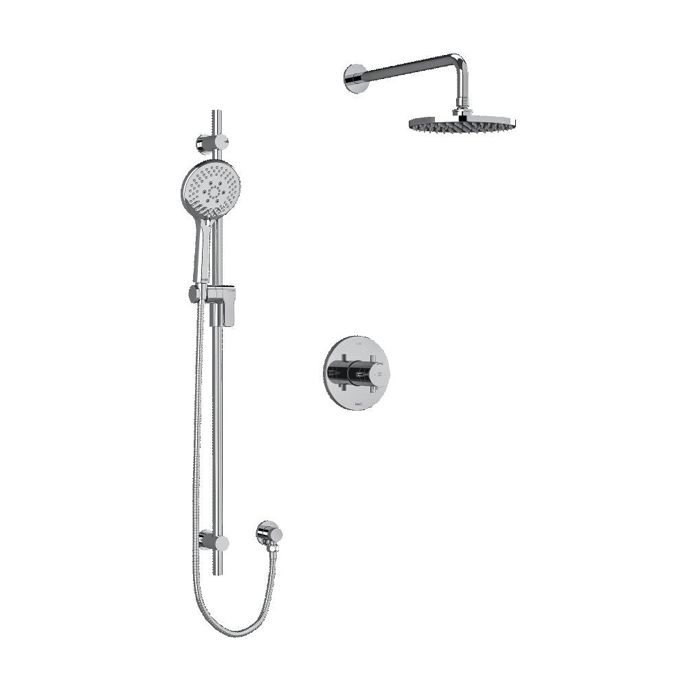 Riobel Pallace KIT323PATM Type TP thermostaticpressure balance 0.5 coaxial 2-way system with hand shower and shower head - Cross Handle