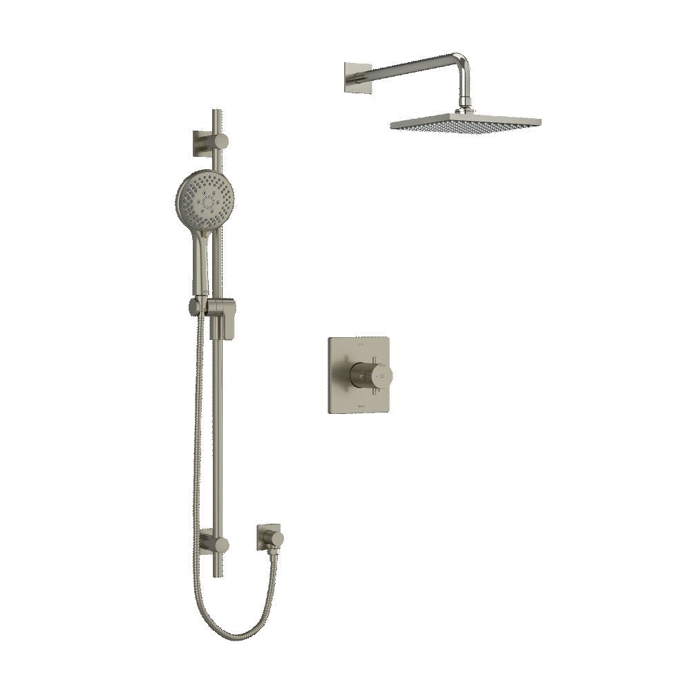 Riobel Pallace KIT323PATQ Type TP thermostaticpressure balance 0.5 coaxial 2-way system with hand shower and shower head - Cross Handle