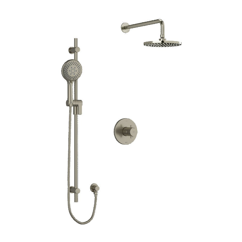 Riobel Pallace KIT323PATM Type TP thermostaticpressure balance 0.5 coaxial 2-way system with hand shower and shower head - Cross Handle
