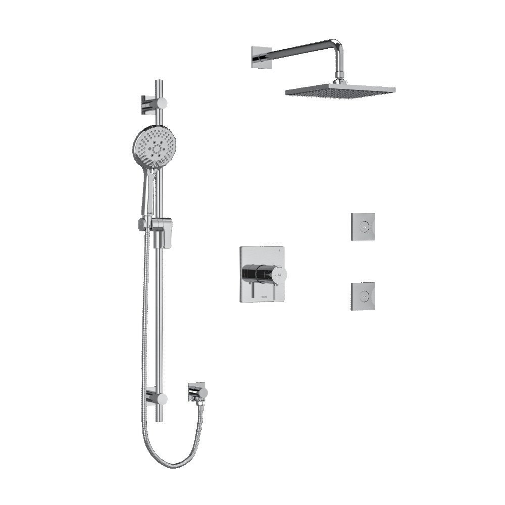 Riobel Pallace KIT3545PATQ Type TP thermostaticpressure balance 0.5 coaxial 3-way system with hand shower rail shower head and s - Standard