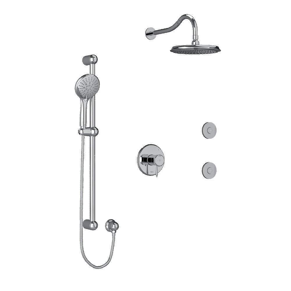 Riobel KIT3545RT Type TP thermostaticpressure balance 0.5 coaxial 3-way system with hand shower rail shower head and spout - Standard