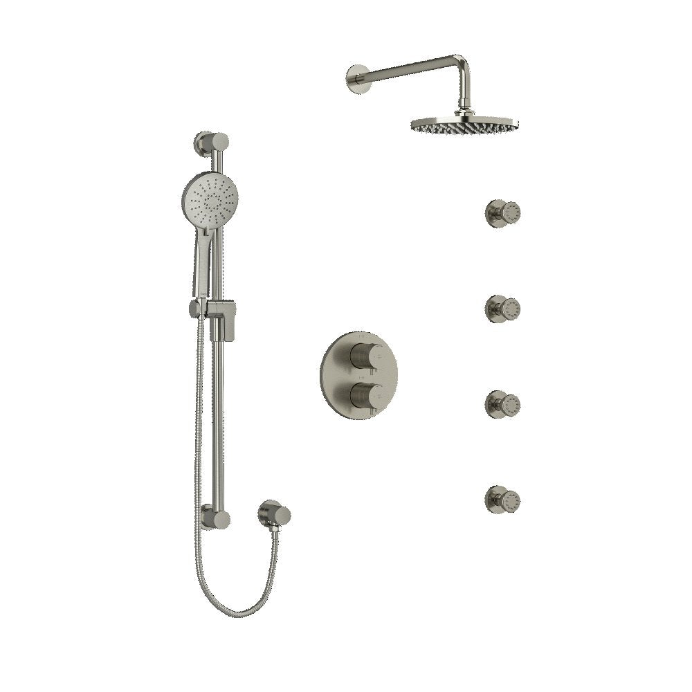 Riobel Sylla KIT446SYTM Type TP thermostaticpressure balance double coaxial system with hand shower rail 4 body jets and shower