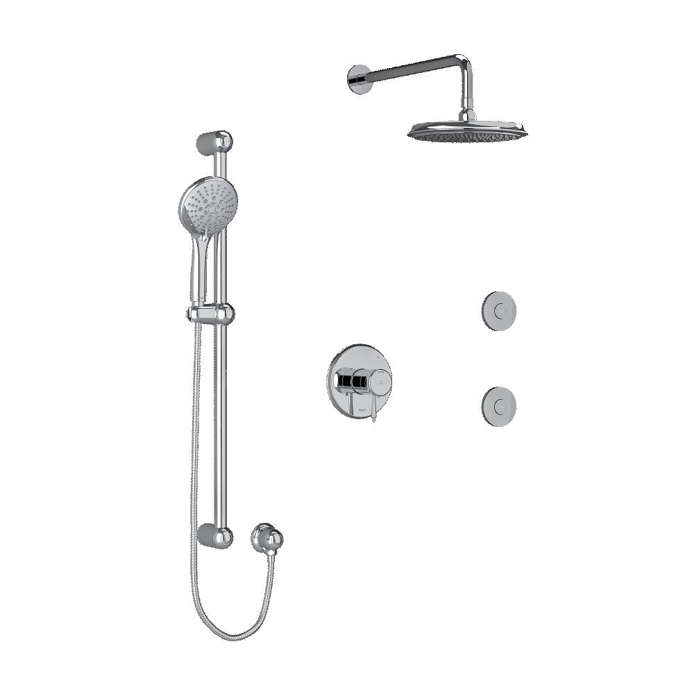 Riobel Georgian KIT3545GN Type TP thermostaticpressure balance 0.5 coaxial 3-way system with hand shower rail shower head and sp - Standard