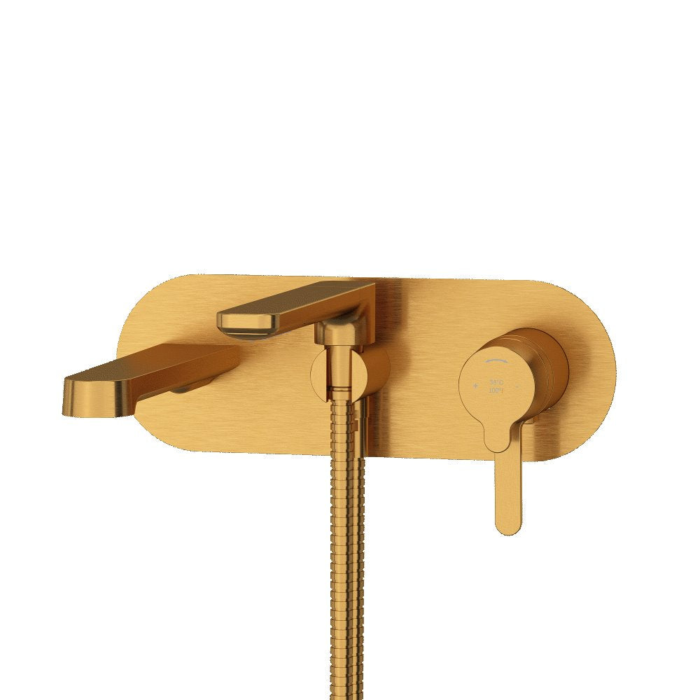 Riobel Nibi TNB21 Wall-Mount Type T/P Thermo/Pressure Balance Coaxial Tub Filler Trim With Handshower (Without Rough-in)
