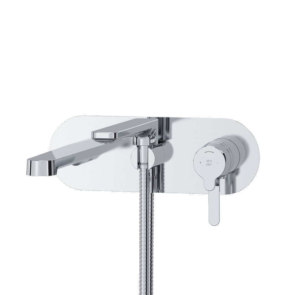 Riobel Nibi TNB21 Wall-Mount Type T/P Thermo/Pressure Balance Coaxial Tub Filler Trim With Handshower (Without Rough-in)