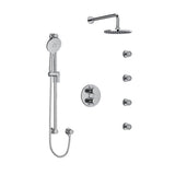 Riobel RIU Knurled KIT446RUTM+KN Type T/P double coaxial system with hand shower rail, 4 body jets and shower head